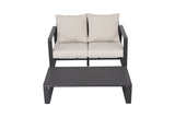 Double Sofa With Rectangular Coffee Table, American Cloth Cushion Tino Tino - Milky White