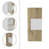 Medicine Single Door Cabinet, Three Shelves - Light Oak / White