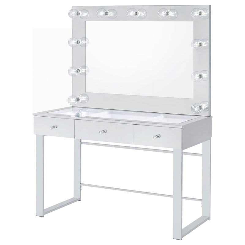 Trevor - 3 Drawer Makeup Vanity Table With Mirror - Chrome