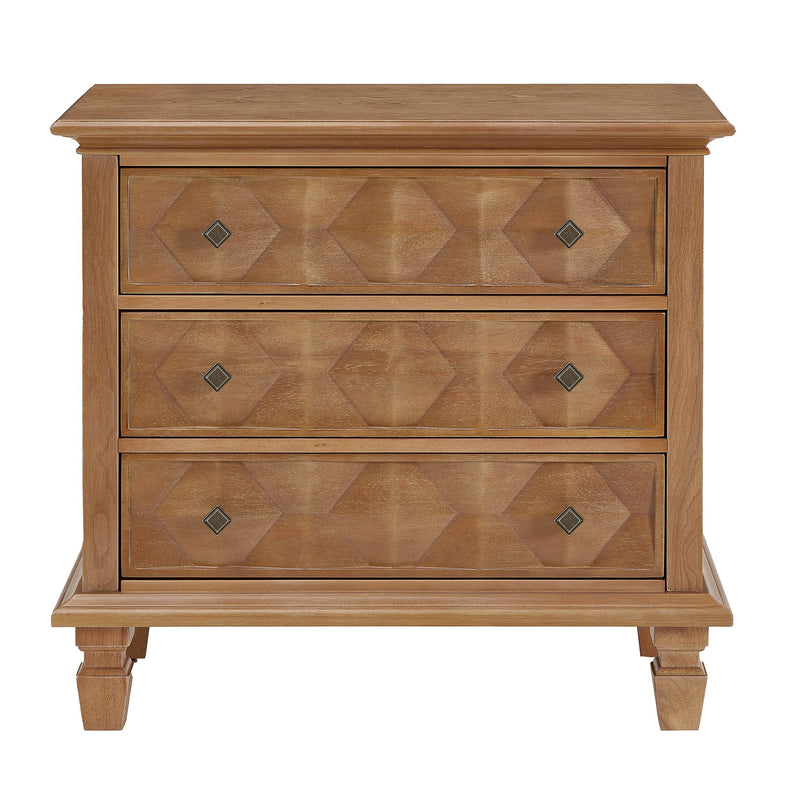 Nightstand With Charging Station, 3 Drawer Bedside Table - Natural Wood