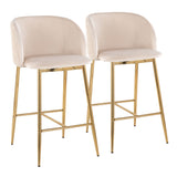 Fran - Pleated Waves Contemporary / Glam Fixed Height Counter Stool (Set of 2)