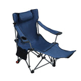Outdoor Camping Chair With 3 Level Reclining, Side Pockets & Cup Holder, Folding With Carry Bag - Dark Blue