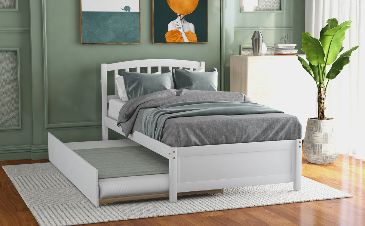 Platform Bed Wood Bed Frame With Trundle