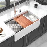 Farmhouse Sink Workstation, Ceramic Single Bowl With Accessories