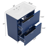 Fluted Bathroom Vanity With Ceramic Sink, Freestanding Cabinet