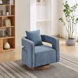 Swivel Accent Open Back Barrel Chair With Weathered Base