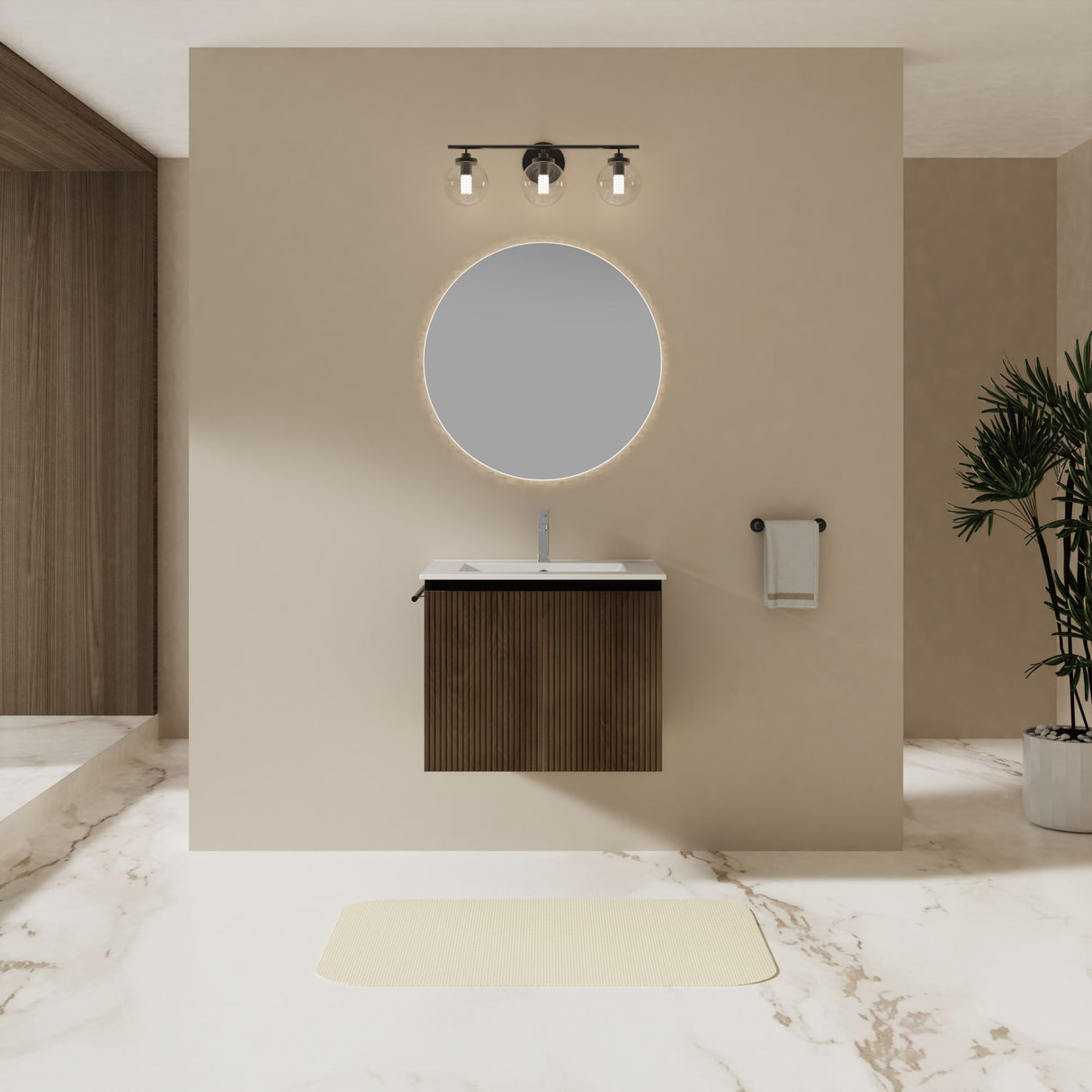 Floating Bathroom Vanity Combo, Towel Rack