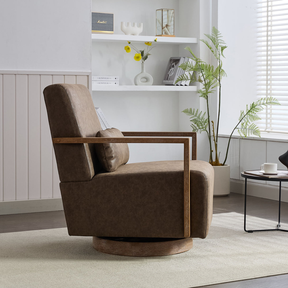 Swivel Modern Upholstered Accent Chair With Armrests