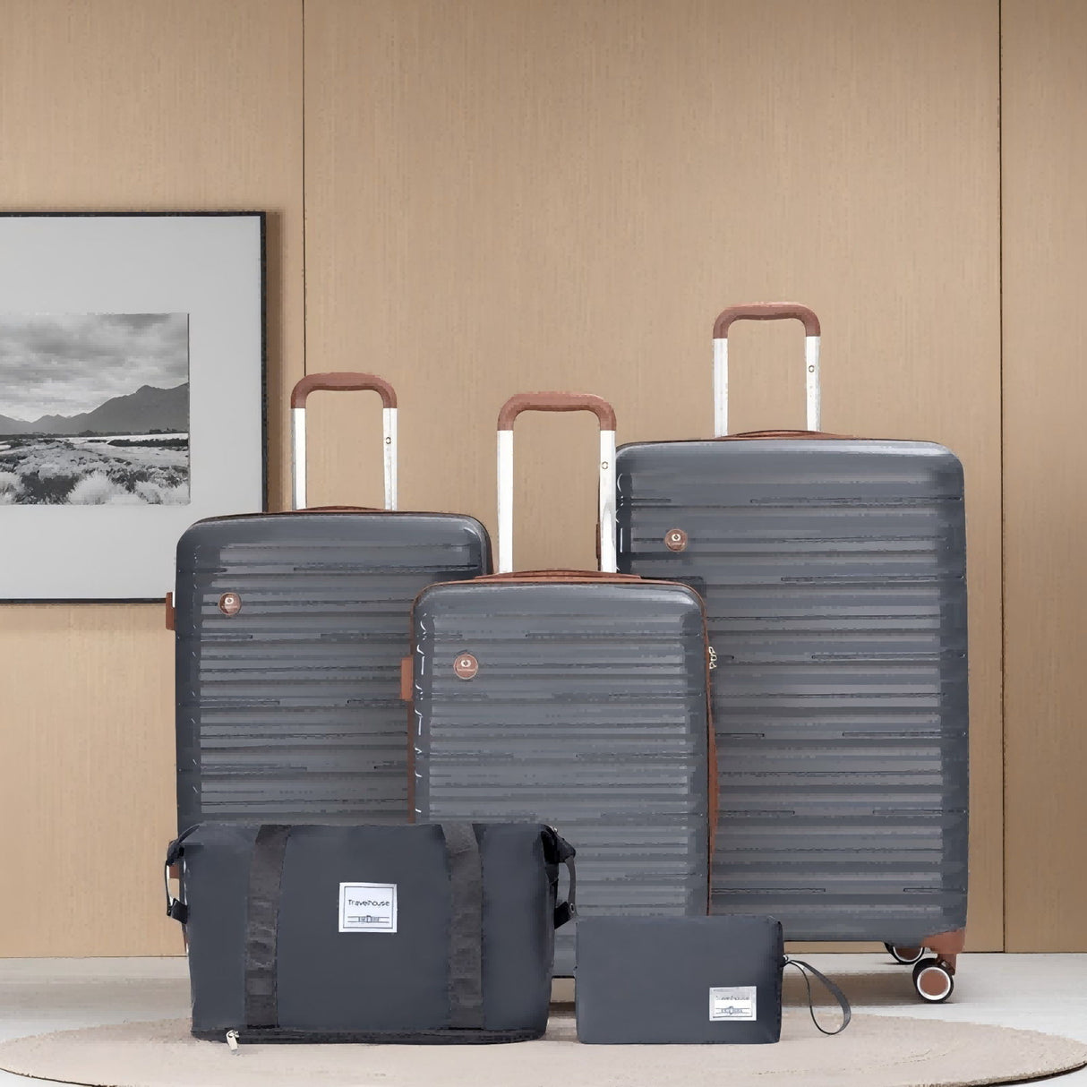 5 Piece Set Hardshell Carry On Luggage Set With Tsa Lock