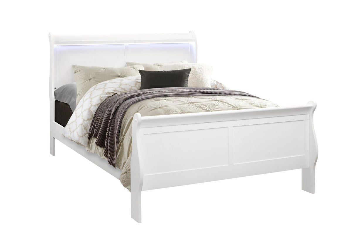 Charlston - Modern Sleigh Design Bed With LED
