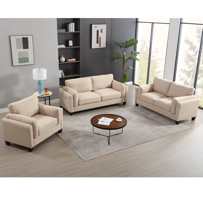 {NEW}{ VIDEO PROVIDED}Oversized Modern 3 Pieces Sofa Set  for Living Room Double Armrest Comfy Deep Seat Furniture Sets  Chair & Loveseat & 3 Seater Couch, Khaki