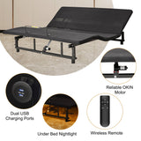 Adjustable Bed Base Frame Queen With Head And Foot Incline Wireless Remote - Antique Black