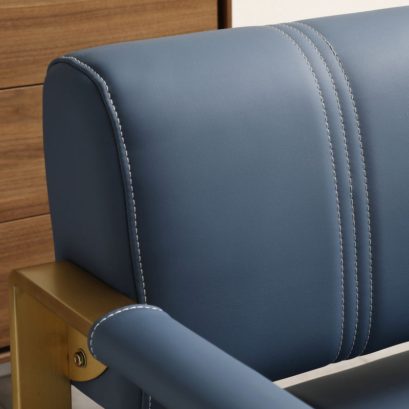 Modern Upholstery Accent Loveseat Sofa For Living Room 2 Seater With Metal Arms