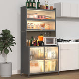 Tall Kitchen Pantry Cabinet With Flip Doors And Pegboard, Anti Tip Steel Storage Hutch