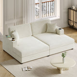 Oversized Loveseat Chaise With 2 USB Ports, 2 Cup Holders And 2 Throw Pillows
