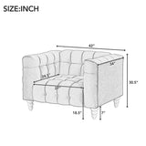 Modern Sofa Dutch Fluff Upholstered Sofa & Wood Legs, Buttoned Tufted Backrest