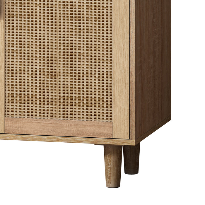 62.20"Elegant and Functional 4-Door Rattan Decorative Storage Cabinet,for Bedroom,Living Room,Office,Easy Assembly(Same SKU:W757133282)