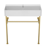 Ceramic Console Bathroom Sink With Overflow