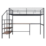 Loft Bed With Desk And Lateral Storage Ladder