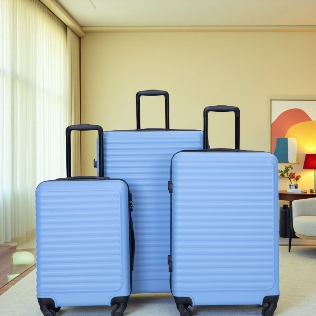 3 Piece Luggage Sets, Lightweight Suitcase With Two Hooks, Spinner Wheels, Tsa Lock
