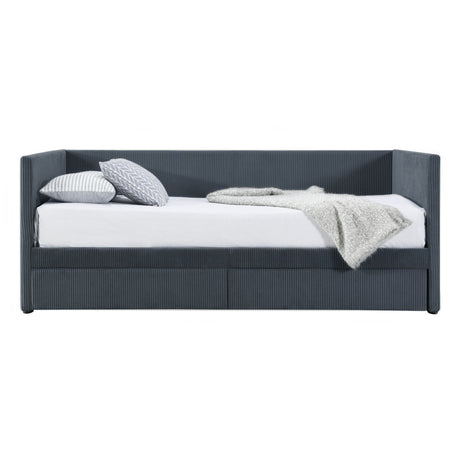 Corduroy Daybed With Two Drawers And Wood Slat