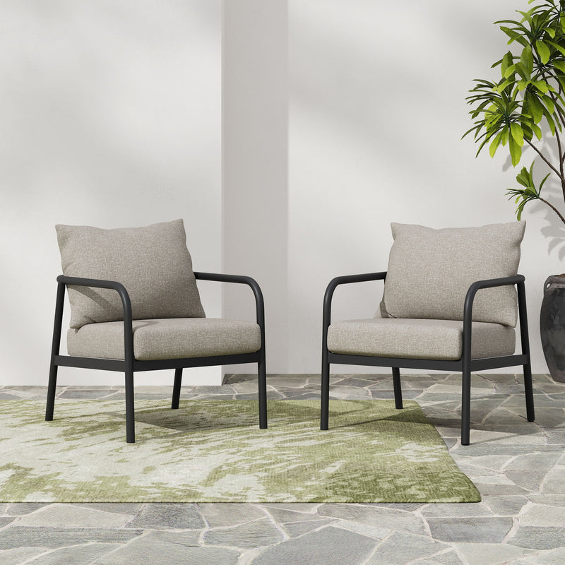 Leora - Modern Minimalist Round Tube Sofa Chair With Cushions - Beige / Black