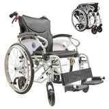 Innovative 6 Wheel Transport Wheelchair Lightweight Foldable Design With Dual Brakes Breathable Seat Anti Backflip Safety Perfect - Black / Silver