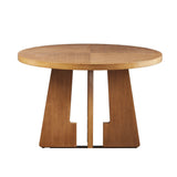 Modern Round Dining Table With Pecan Wood Veneer - Walnut