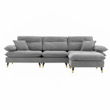 L Shaped Convertible Sectional Sofa 4 Seat Tufted Couch Set With Two Tone Adjust Legs Cloud Movable Ottoman