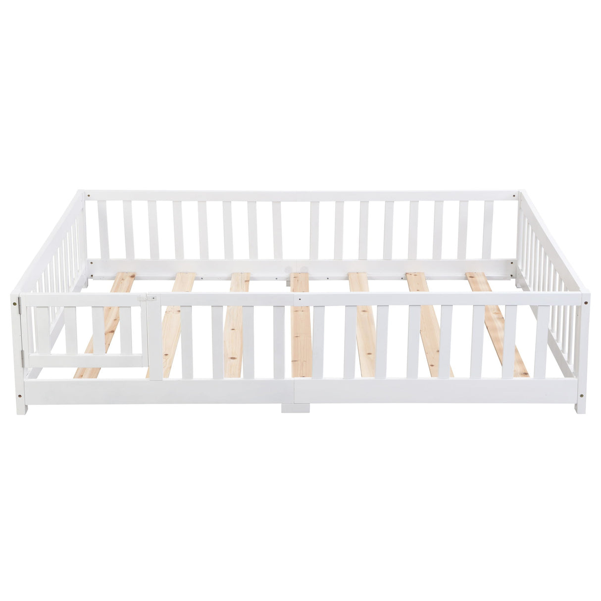 Solid Floor Bed With Door And Fence For Children