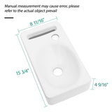 Rectangle, Wall Mount Bathroom Sink & Single Faucet Hole - White