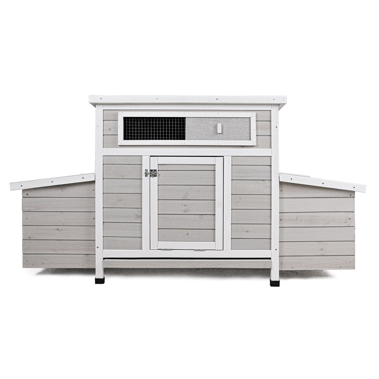 Large Chicken Coop Outdoor Hen House With 2 Sides Nesting Boxes - Gray / White Matte