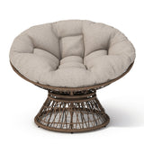 Ergonomic Wicker Chair With Cloud Thick Density Cushion, 3 Proof Cover High Capacity Iron Frame Fluid 360° Swivel