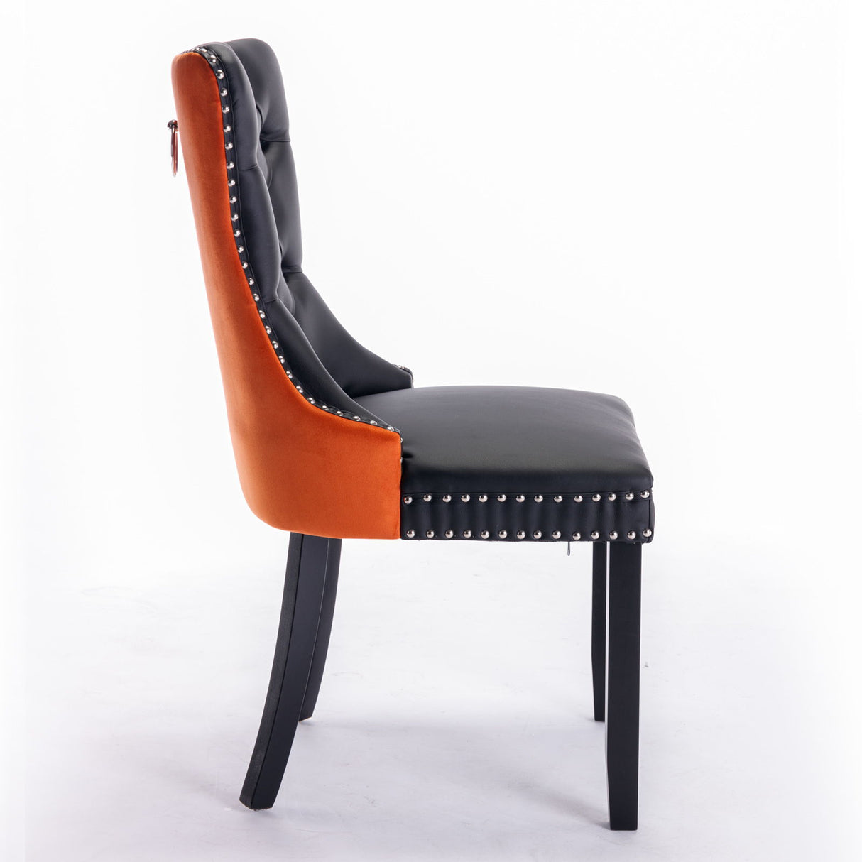 Nikki - Modern, High-End Tufted Solid Wood Contemporary PU And Velvet Upholstered Dining Chair With Wood Legs Nailhead Trim (Set of 2)