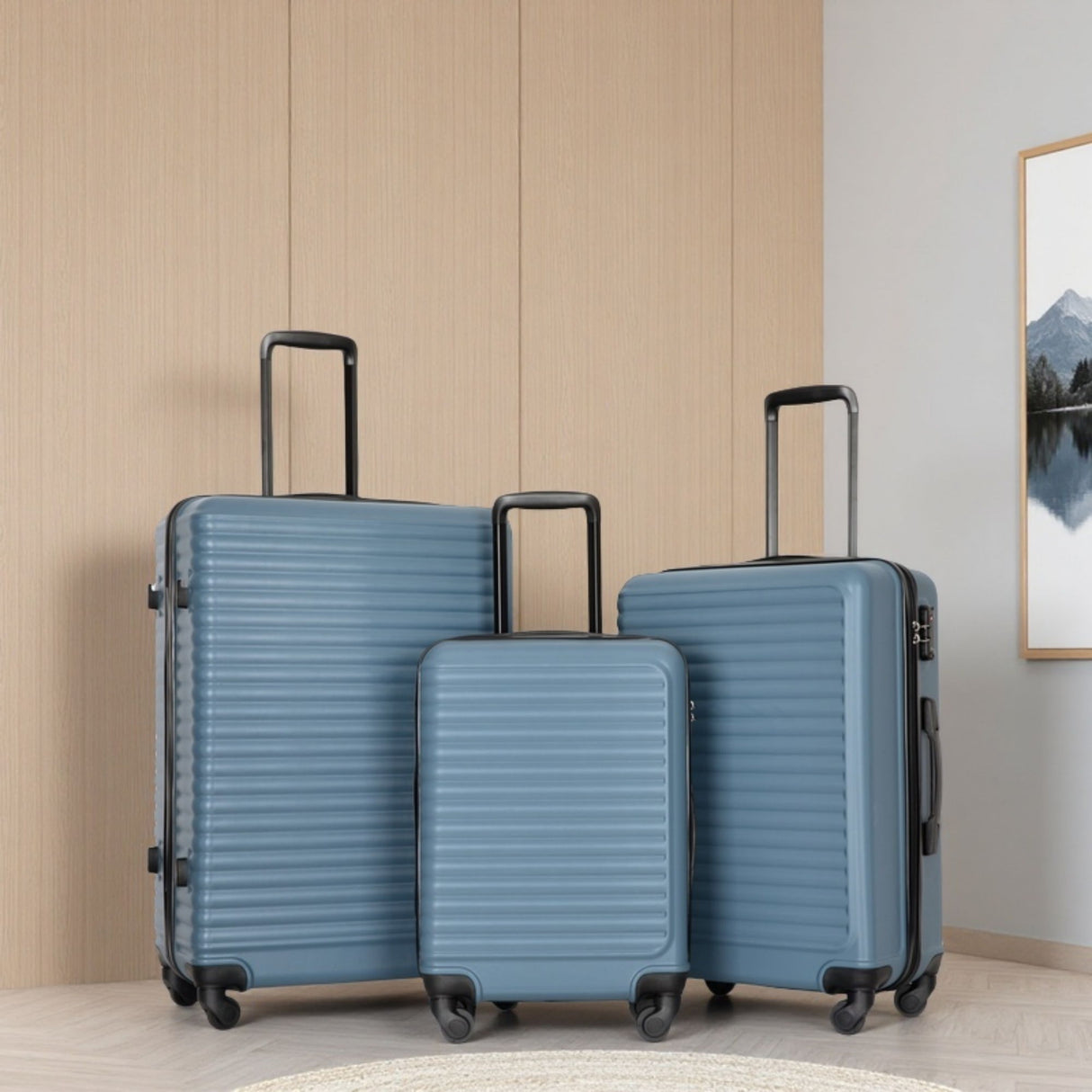 3 Piece Luggage Sets Lightweight Suitcase With Two Hooks, Spinner Wheels, Tsa Lock
