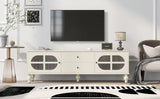 Modern TV Stand For TVs Up To 75" With Fluted Glass Doors