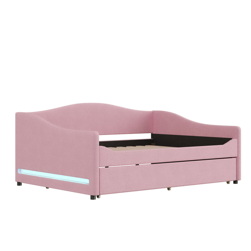 Upholstered Daybed With Light And Trundle