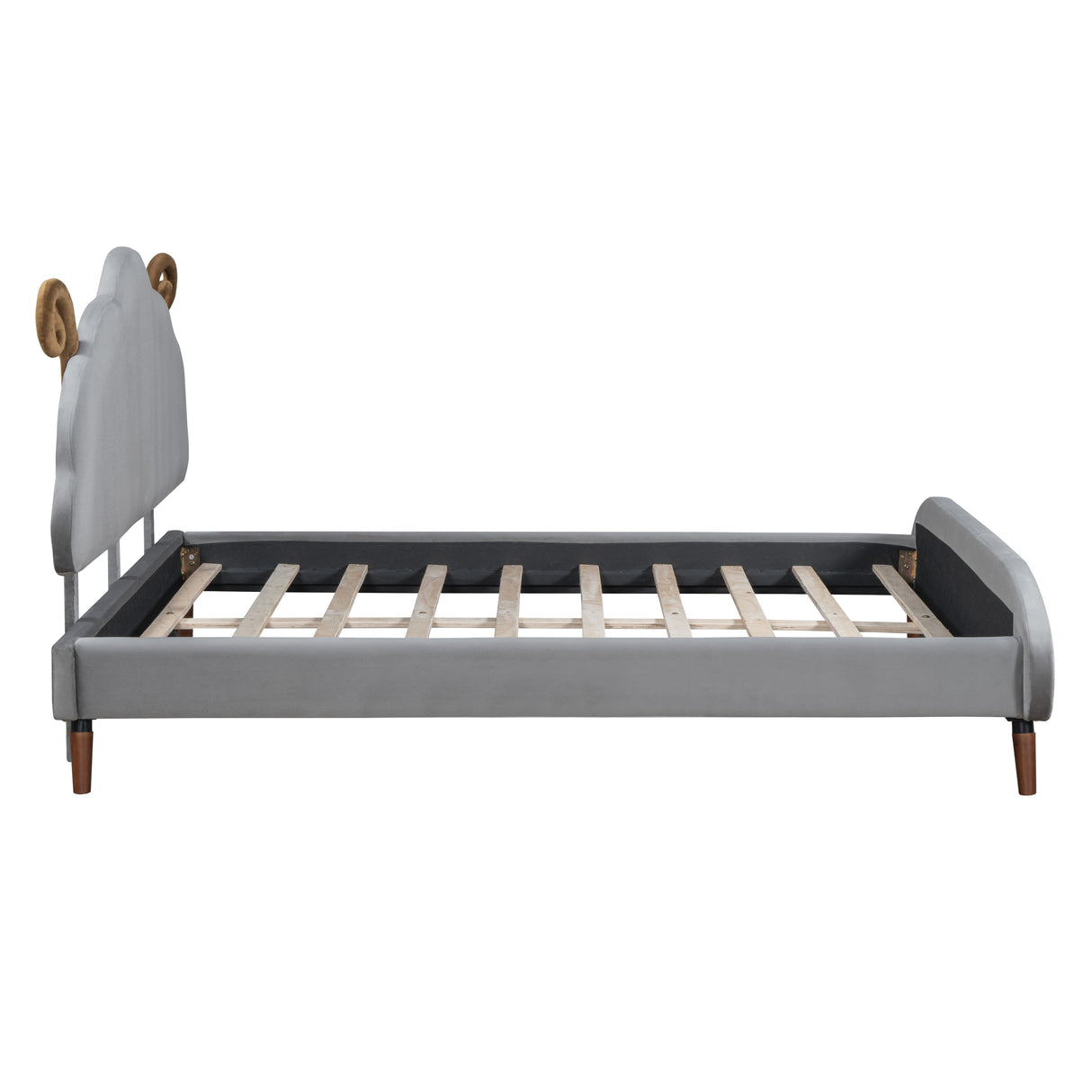Upholstered Platform Bed With Sheep Shaped Headboard