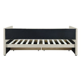 Corduroy Daybed With Two Drawers And Wood Slat