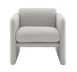 Arm Chair With Waved Arms, Metal Decoration On Both Side Arms