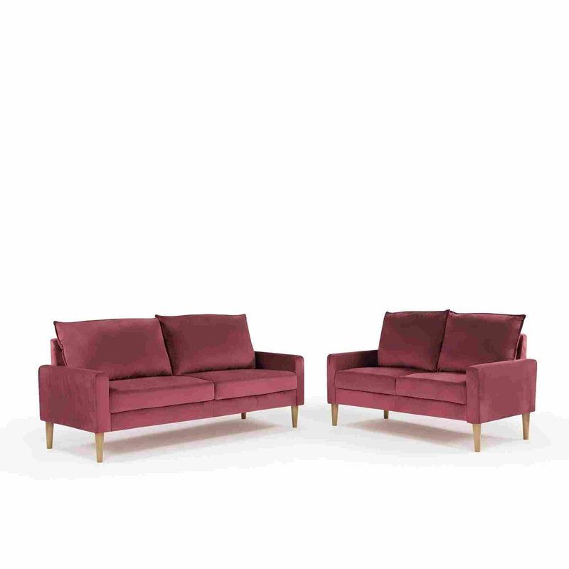 Upholstered Sofa, 3 Seater Couch For Living Room - Burgundy