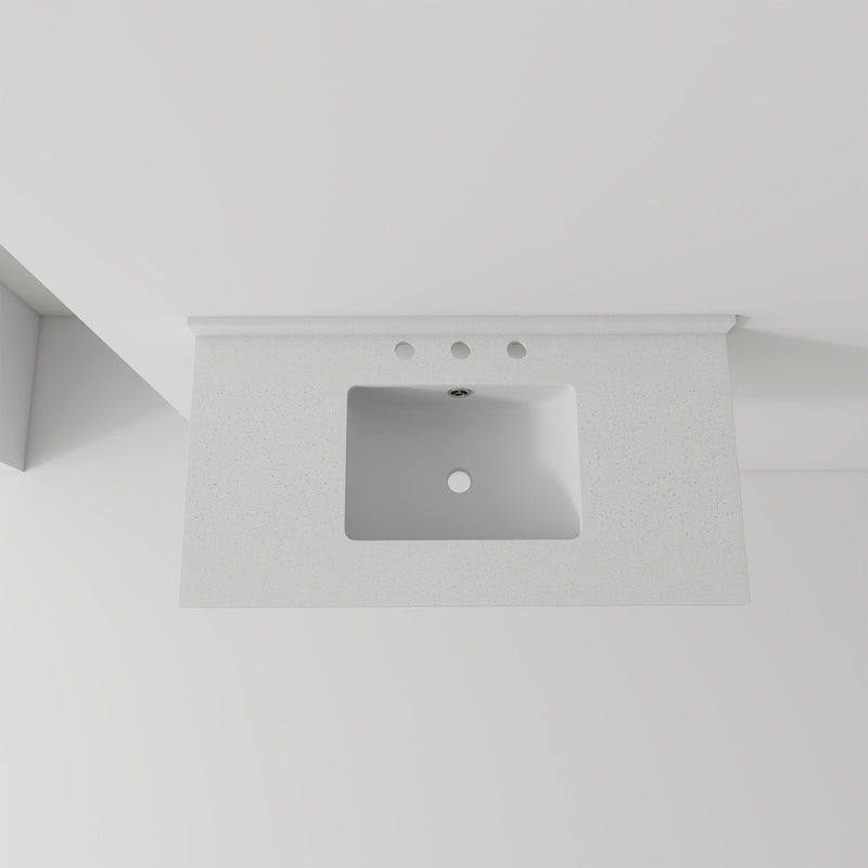 Basin Sink With 2" Thick Rim, Triple Faucet Holes, Sink Only