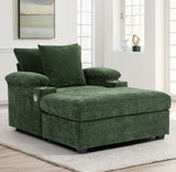 Modern Oversized Chair With Ottoman, Comfy Sofa With Cupholders And USB Charging Ports Chair For Living Room