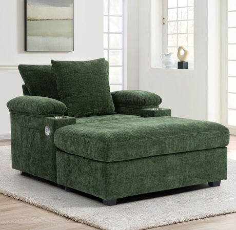Modern Oversized Chair With Ottoman, Comfy Sofa With Cupholders And USB Charging Ports Chair For Living Room