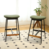 Modern Bar Stools Comfortable & Stylish Counter Height And Bar Height Bar Stools, Soft Fabric Upholstered, Backless For Kitchen, Dining Room Bar Chairs (Set of 2) - Green