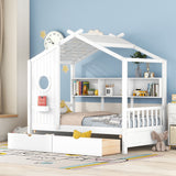 Modern Design House Bed With Storage Shelf
