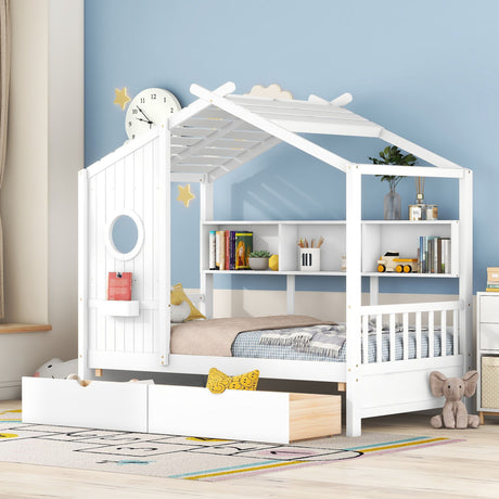 Modern Design House Bed With Storage Shelf