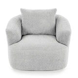 360° Swivel Barrel Sofa Chair With Throw Pillow, Chenille Upholstered Accent Chair