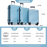 3 Piece Luggage Sets Lightweight Suitcase With Two Hooks, Spinner Wheels,