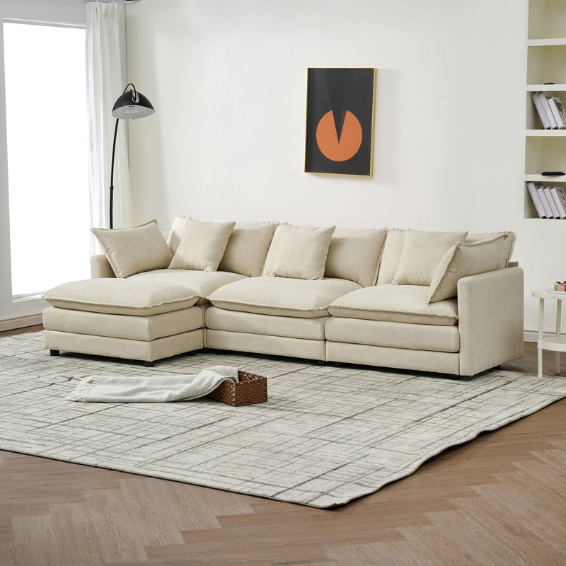 Modular Ottoman Style Deep Seat Sofa With Cushions